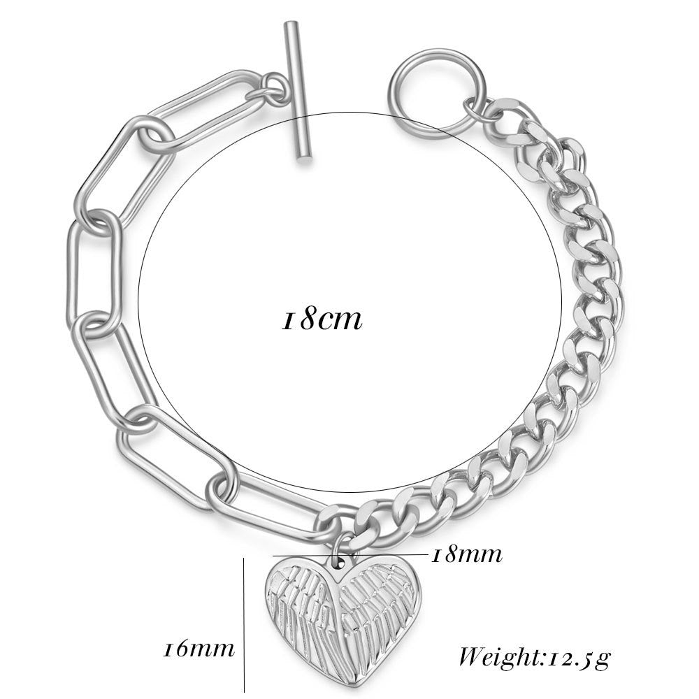 Damen Armband mit herzförmigem Anhänger und modernem Gliederdesign Shop Nory