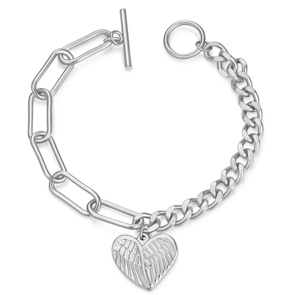 Damen Armband mit herzförmigem Anhänger und modernem Gliederdesign Shop Nory