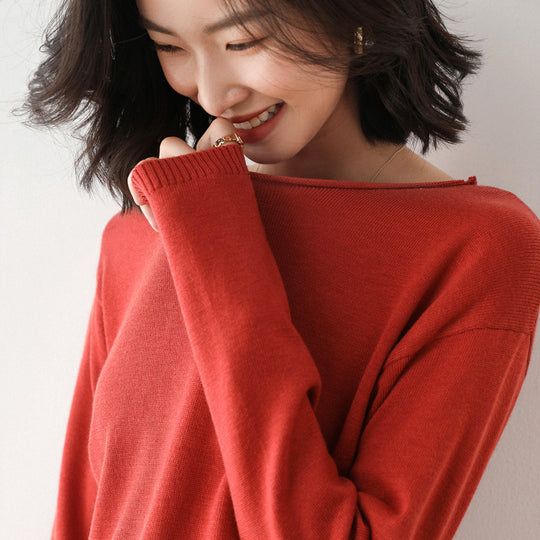 Damen Lässiger Feinstrick V-Ausschnitt Pullover mit überschnittenen Schultern Shop Nory