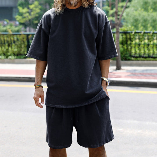 Lockeres T-Shirt Shorts einfarbiges Set