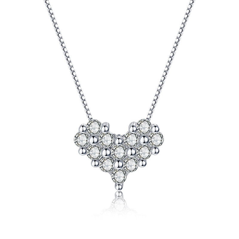 Damen Halskette mit Herz-Charm aus funkelnden Zirkonia-Steinen Shop Nory