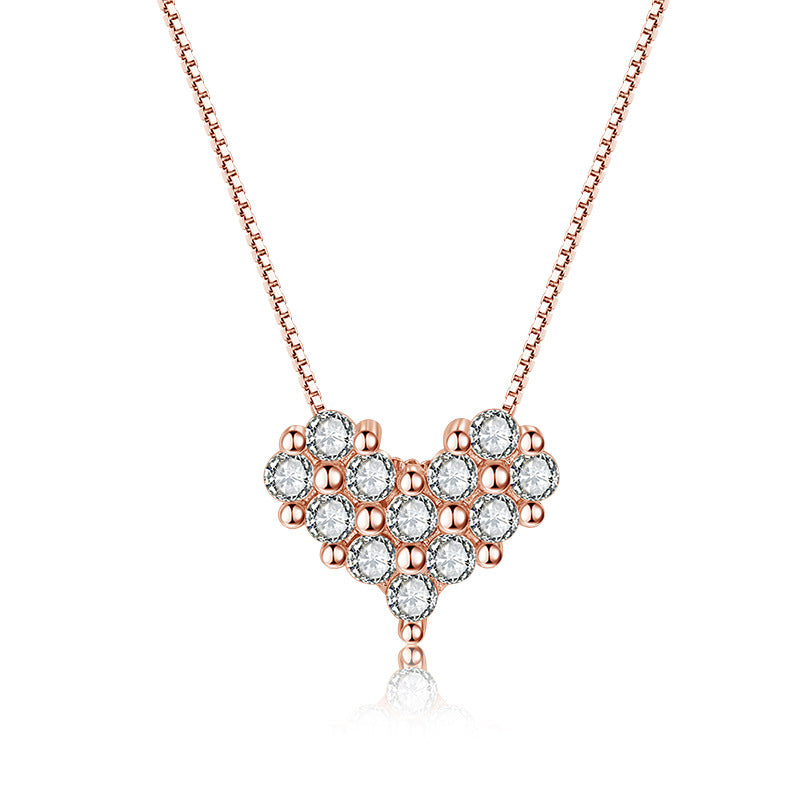 Damen Halskette mit Herz-Charm aus funkelnden Zirkonia-Steinen Shop Nory