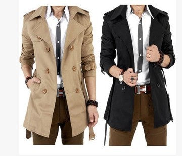 Herren eleganter Trenchcoat mit praktischen Knopfdetails und stilvollen Taschen