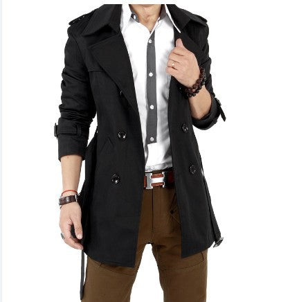 Herren eleganter Trenchcoat mit praktischen Knopfdetails und stilvollen Taschen