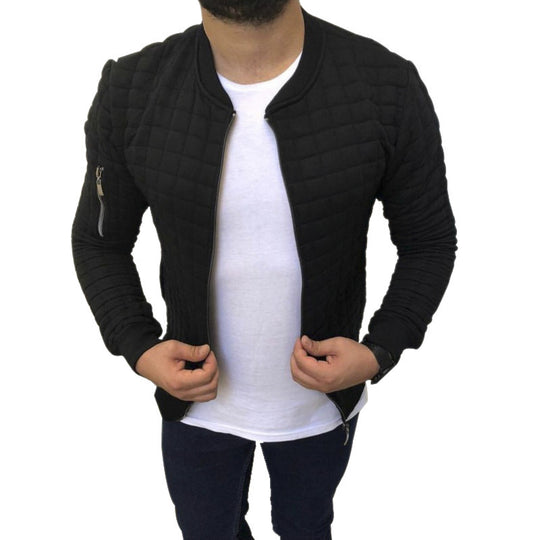 Herren gesteppte Bomberjacke mit Reißverschluss, Rippbündchen und Ärmeltasche Shop Nory