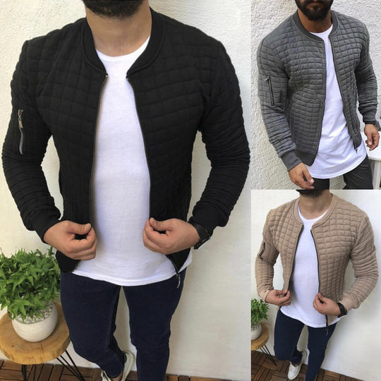 Herren gesteppte Bomberjacke mit Reißverschluss, Rippbündchen und Ärmeltasche Shop Nory