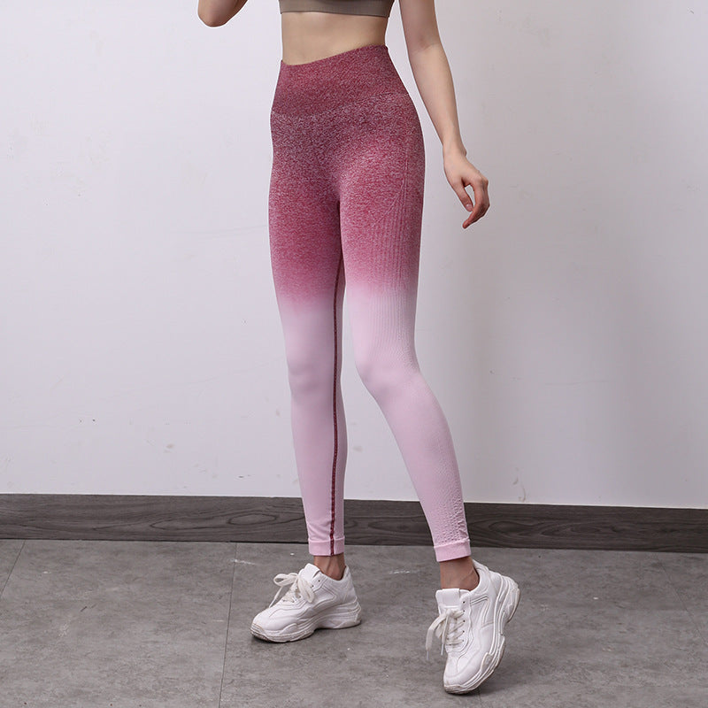 Damen Hochwertige Fitness-Leggings mit innovativem Farbverlauf und hohem Bund