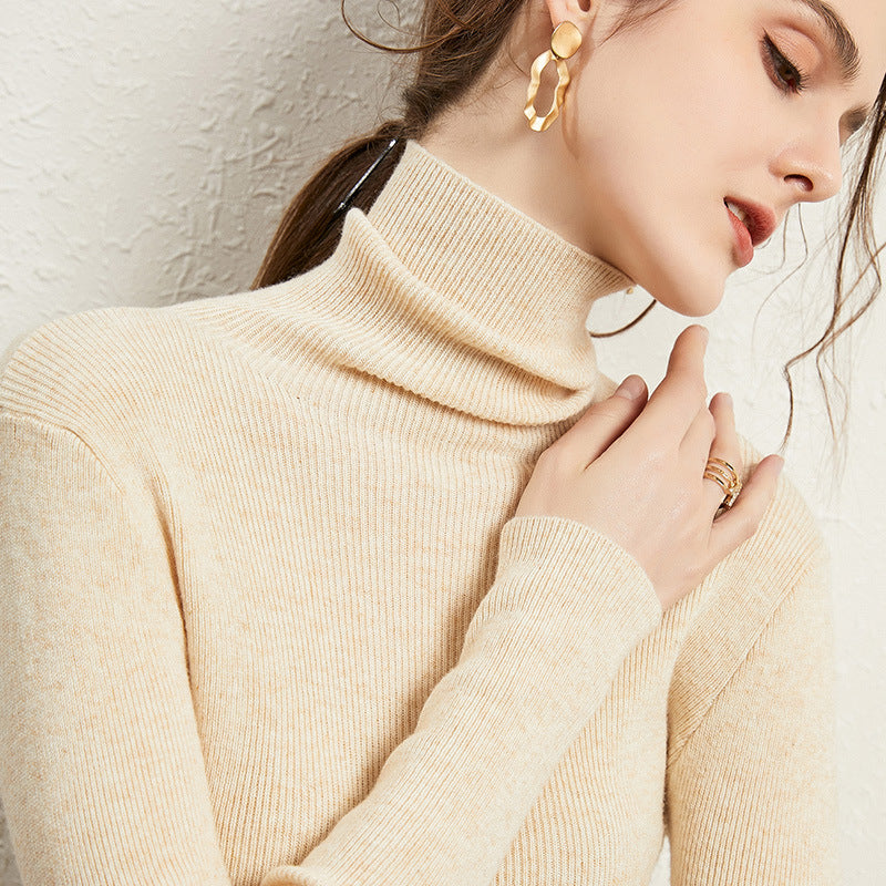 Damen Figurnaher Rippstrick-Rollkragenpullover mit kurzem Saum und weichem Fall Shop Nory