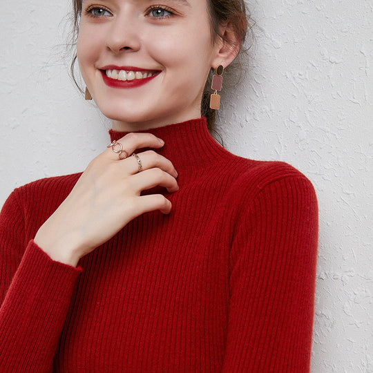Damen Schmal geschnittener Feinstrickpullover mit kurzem Stehkragen aus Kaschmir-Blend Shop Nory
