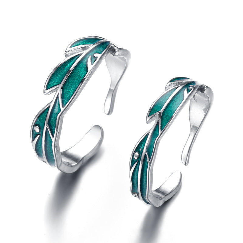 Damen Offener Ring mit kunstvollem Blattdesign Shop Nory