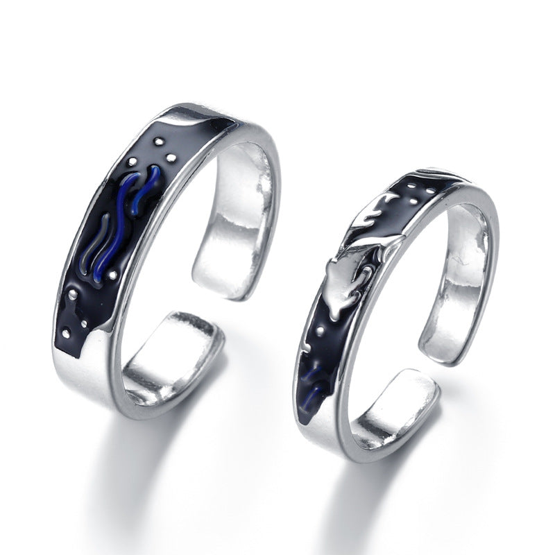 Damen Offener Ring mit künstlerischem Wellenmuster Shop Nory