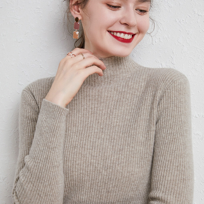 Damen Schmal geschnittener Feinstrickpullover mit kurzem Stehkragen aus Kaschmir-Blend Shop Nory