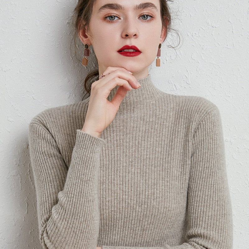 Damen Schmal geschnittener Feinstrickpullover mit kurzem Stehkragen aus Kaschmir-Blend Shop Nory