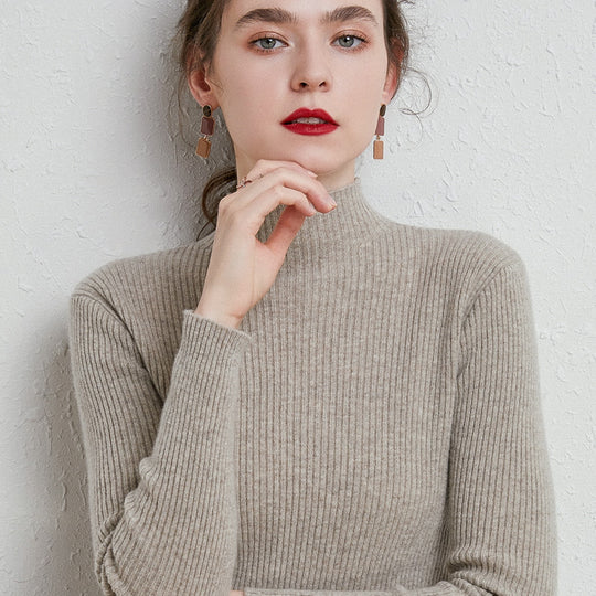 Damen Schmal geschnittener Feinstrickpullover mit kurzem Stehkragen aus Kaschmir-Blend Shop Nory