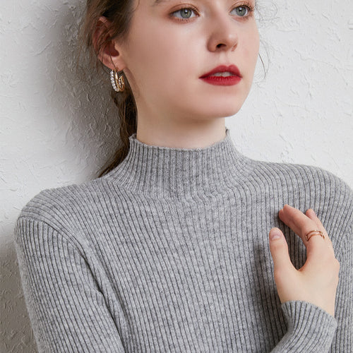 Damen Schmal geschnittener Feinstrickpullover mit kurzem Stehkragen aus Kaschmir-Blend Shop Nory