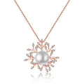 Damen Halskette mit elegantem Schneeflockenanhänger und luxuriöser Perle Shop Nory