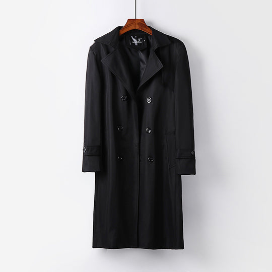 Herren Trenchcoat-Mantel mit doppelter Knopfleiste Taillengürtel und klassischem Revers Shop Nory