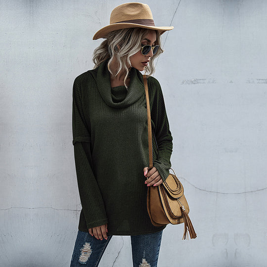 Damen Gerippter Feinstrick-Longsleeve mit Rollkragen, Seitenschlitzen und verlängertem Rückenteil Shop Nory