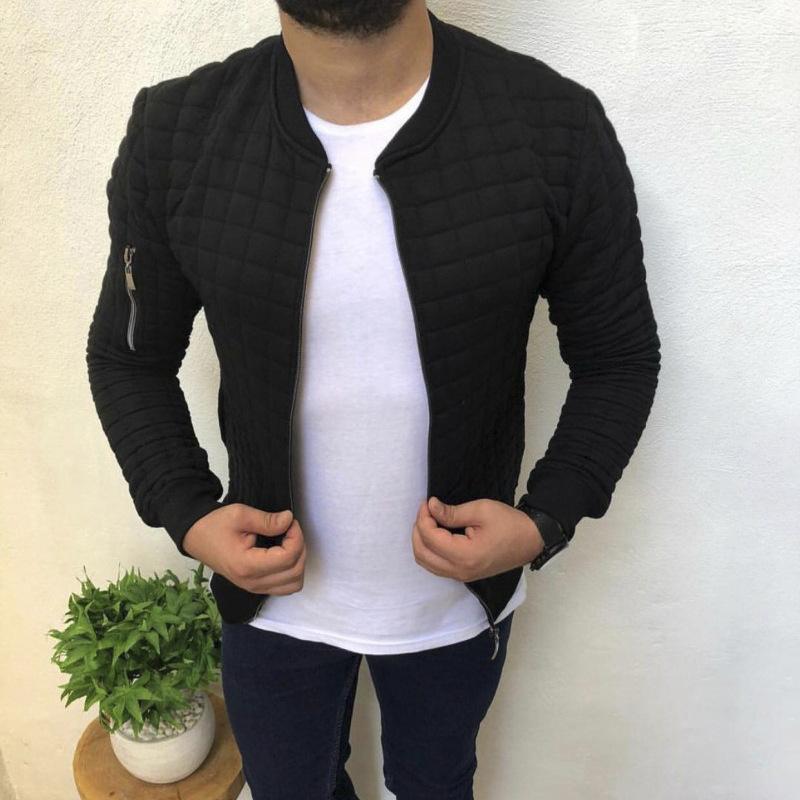 Herren gesteppte Bomberjacke mit Reißverschluss, Rippbündchen und Ärmeltasche Shop Nory