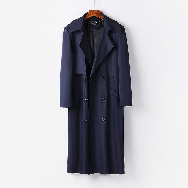 Herren Wasserabweisender Langtrenchcoat mit Taillengürtel und markantem Schalkragen Shop Nory
