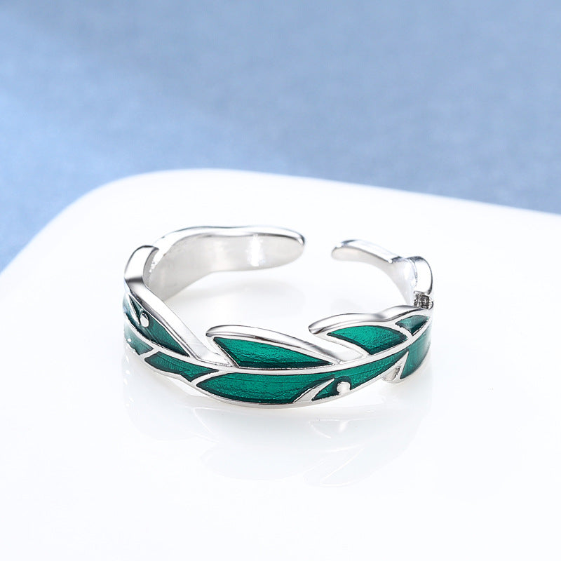 Damen Offener Ring mit kunstvollem Blattdesign Shop Nory