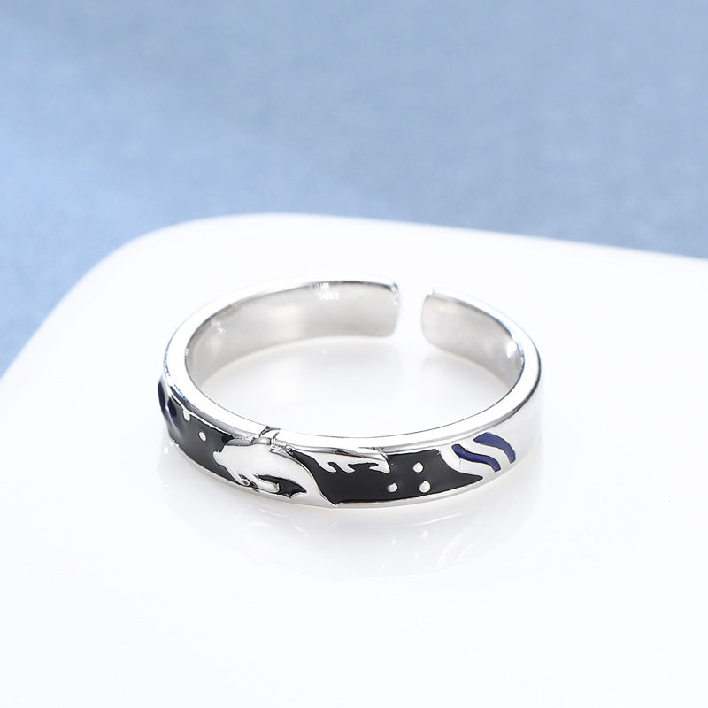 Damen Offener Ring mit künstlerischem Wellenmuster Shop Nory