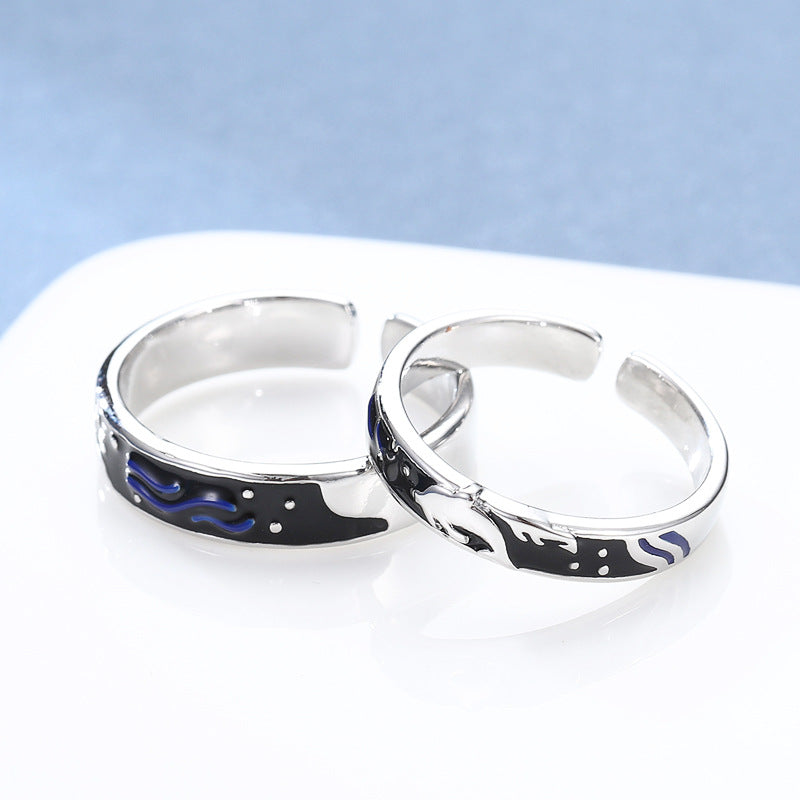 Damen Offener Ring mit künstlerischem Wellenmuster Shop Nory