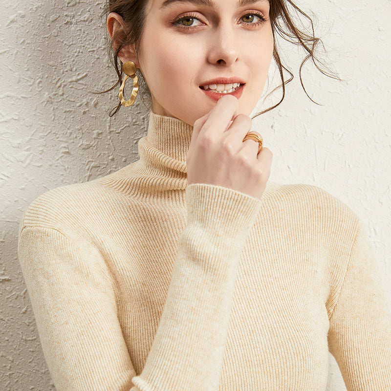 Damen Figurnaher Rippstrick-Rollkragenpullover mit kurzem Saum und weichem Fall Shop Nory