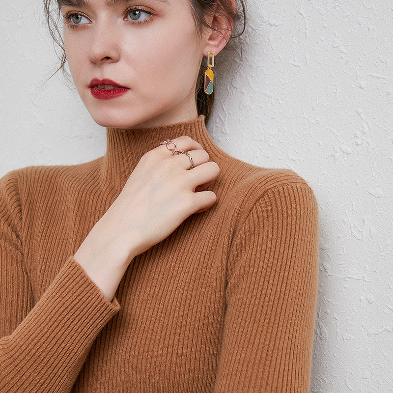 Damen Schmal geschnittener Feinstrickpullover mit kurzem Stehkragen aus Kaschmir-Blend Shop Nory