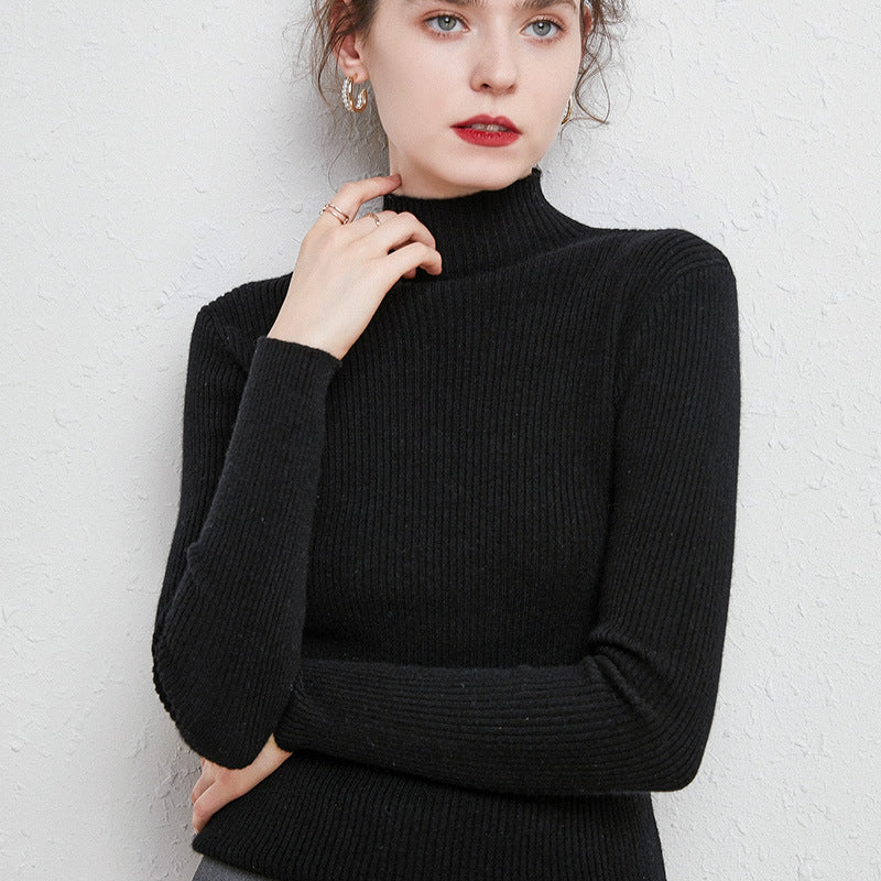 Damen Schmal geschnittener Feinstrickpullover mit kurzem Stehkragen aus Kaschmir-Blend Shop Nory