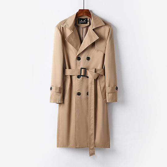 Herren Trenchcoat-Mantel mit doppelter Knopfleiste Taillengürtel und klassischem Revers Shop Nory