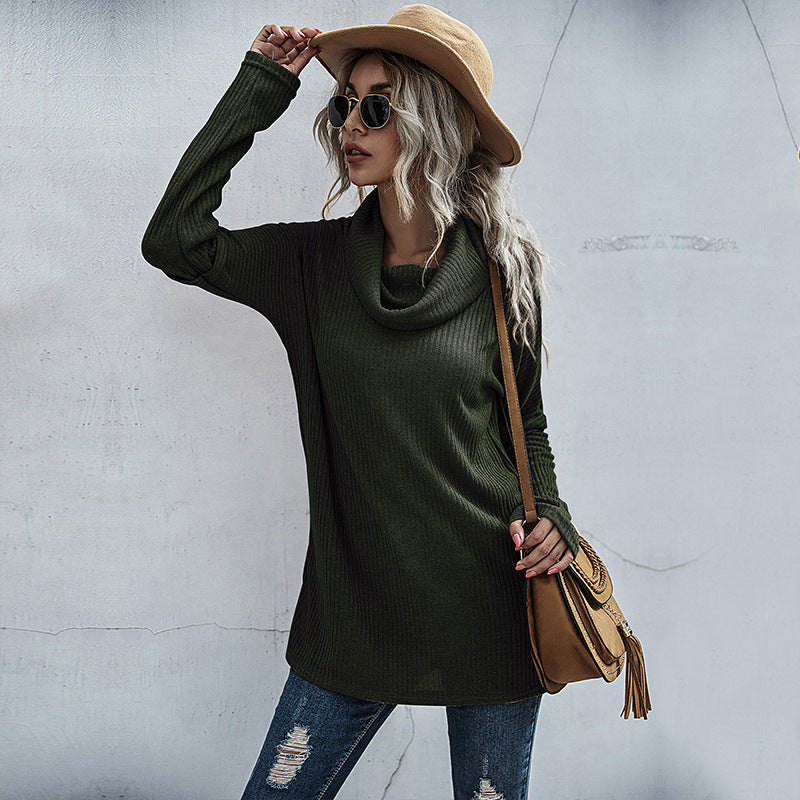 Damen Gerippter Feinstrick-Longsleeve mit Rollkragen, Seitenschlitzen und verlängertem Rückenteil Shop Nory