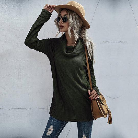 Damen Gerippter Feinstrick-Longsleeve mit Rollkragen, Seitenschlitzen und verlängertem Rückenteil Shop Nory