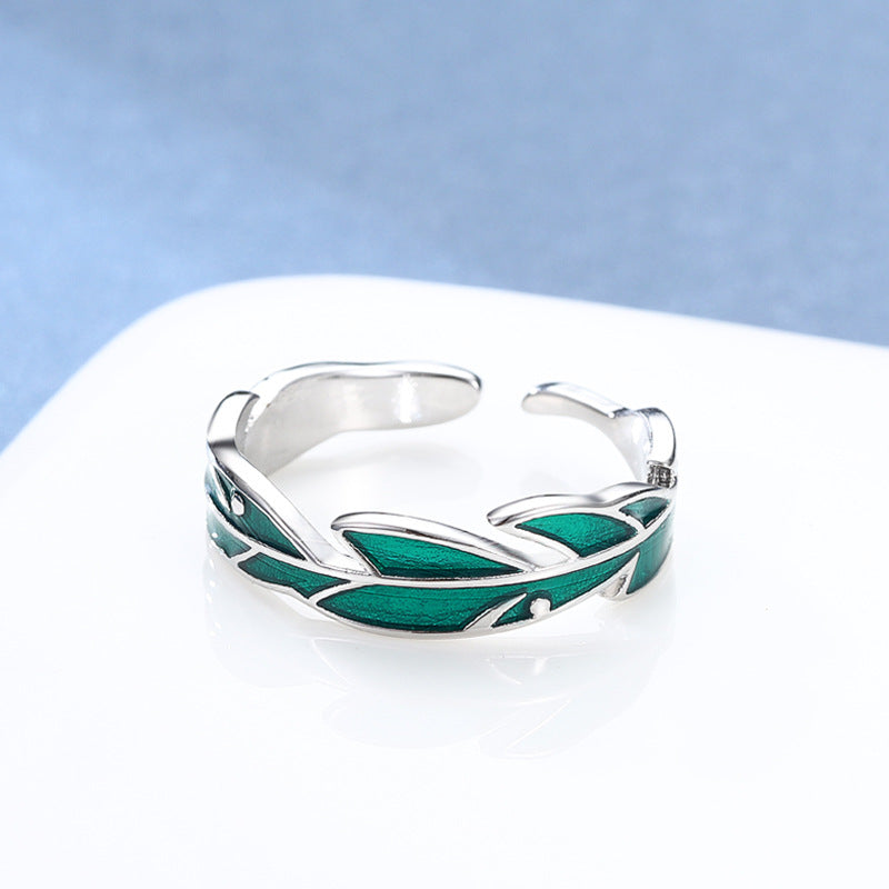 Damen Offener Ring mit kunstvollem Blattdesign Shop Nory