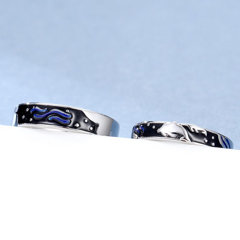 Damen Offener Ring mit künstlerischem Wellenmuster Shop Nory