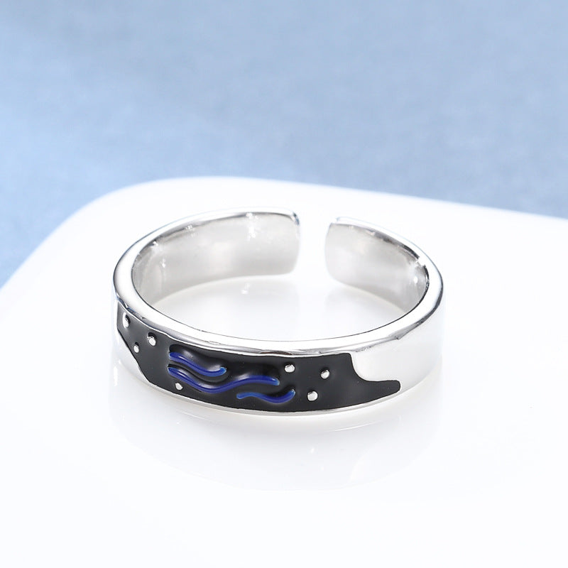 Damen Offener Ring mit künstlerischem Wellenmuster Shop Nory