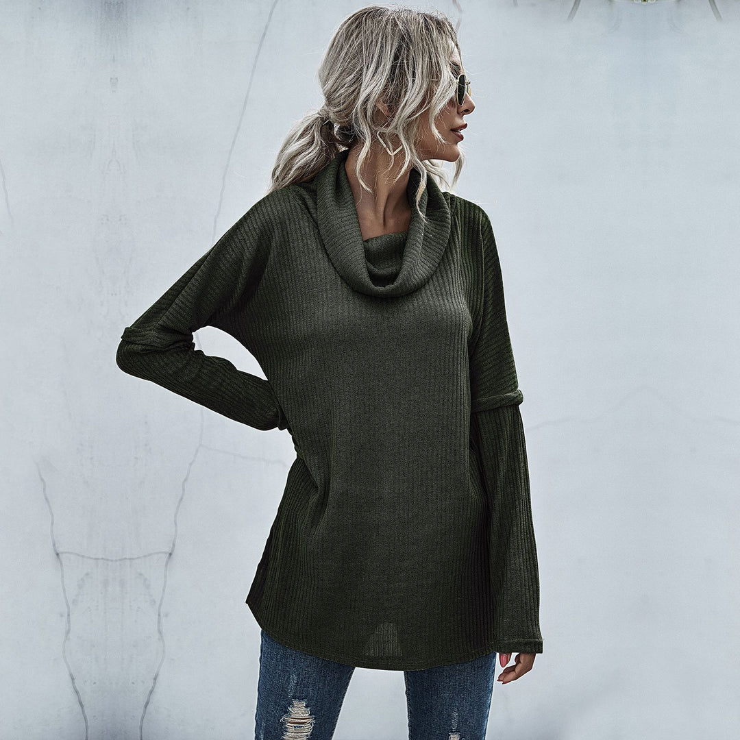 Damen Gerippter Feinstrick-Longsleeve mit Rollkragen, Seitenschlitzen und verlängertem Rückenteil Shop Nory