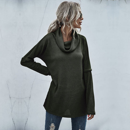 Damen Gerippter Feinstrick-Longsleeve mit Rollkragen, Seitenschlitzen und verlängertem Rückenteil Shop Nory