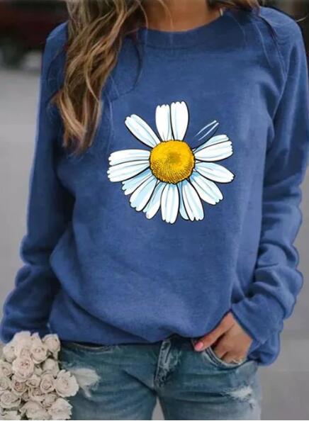 Damen Sweatshirt mit großem Gänseblümchen‑Print, Rundhalsausschnitt und lässigem Oversize‑Schnitt Shop Nory