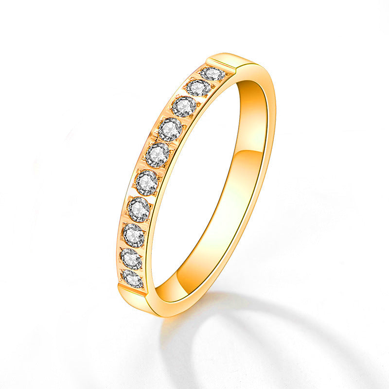 Damen Eleganter Goldring mit funkelnden Zirkoniasteinen Shop Nory