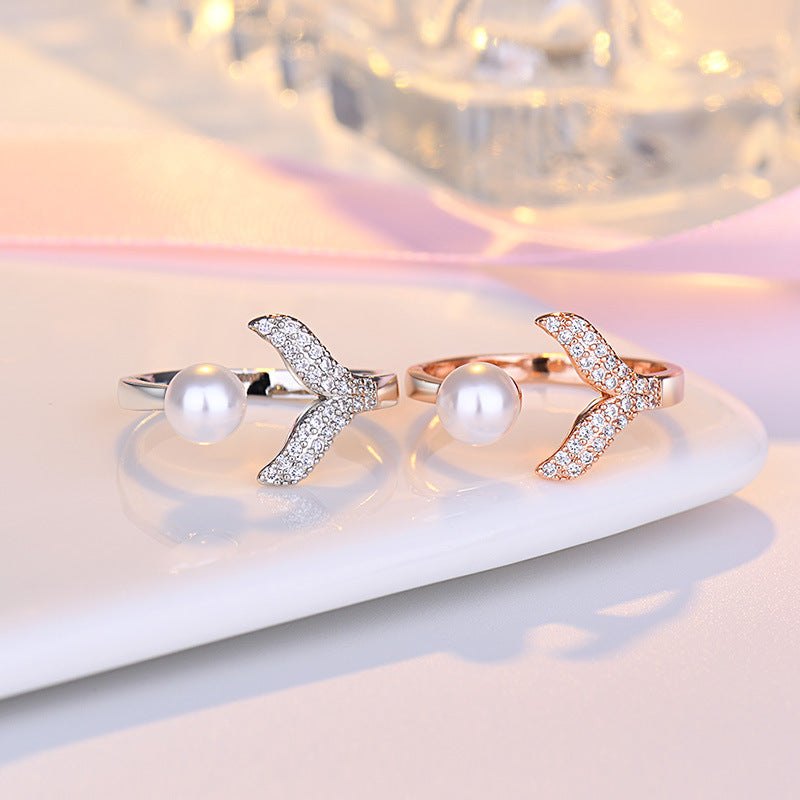 Damenring mit elegantem Perl-Design und funkelnden Zirkonia Shop Nory
