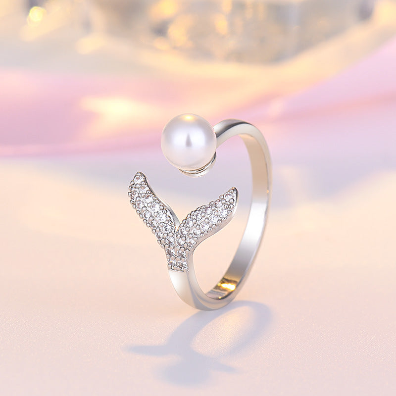 Damenring mit elegantem Perl-Design und funkelnden Zirkonia Shop Nory