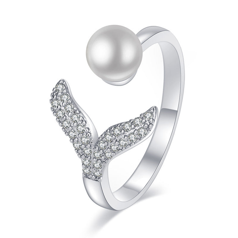 Damenring mit elegantem Perl-Design und funkelnden Zirkonia Shop Nory