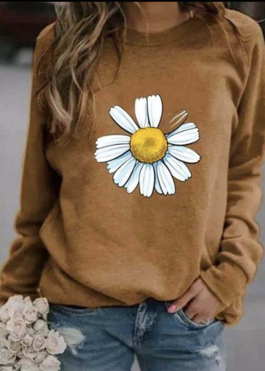 Damen Sweatshirt mit großem Gänseblümchen‑Print, Rundhalsausschnitt und lässigem Oversize‑Schnitt Shop Nory