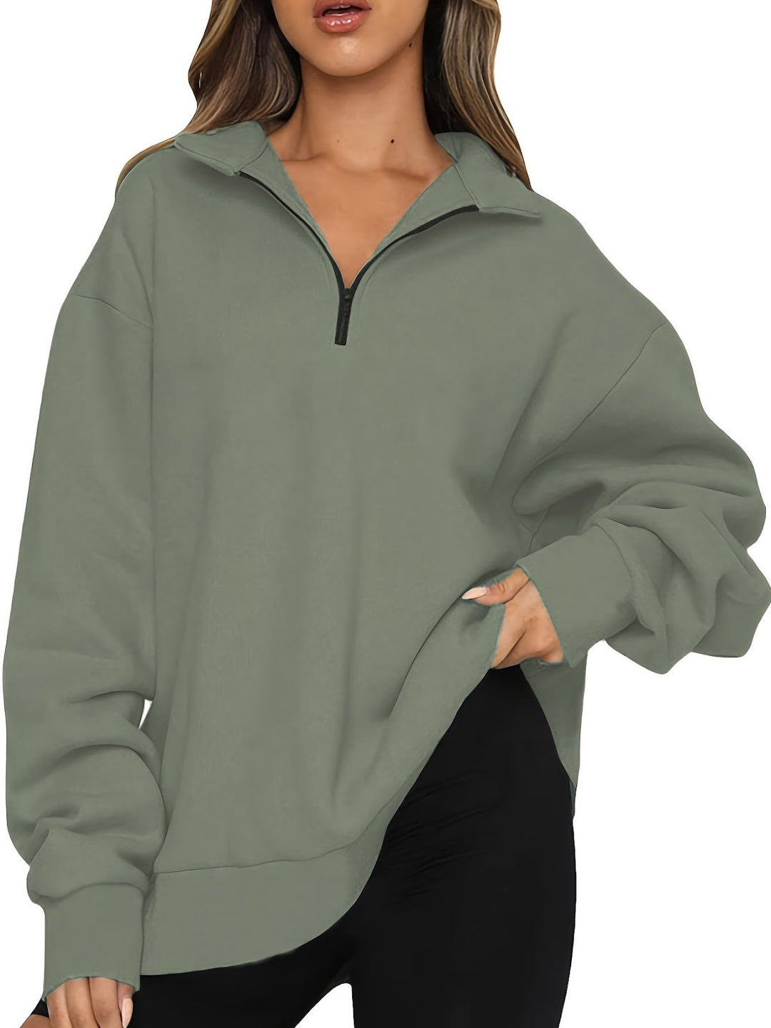 Damen-Sweatshirt mit Reißverschluss und Stehkragen