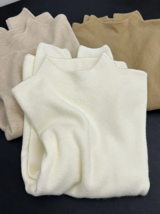 Eleganter Damen-Strickpullover mit halbem Kragen