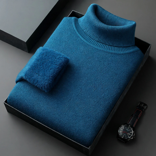 Herren-Strickpullover mit Rollkragen und Wollanteil