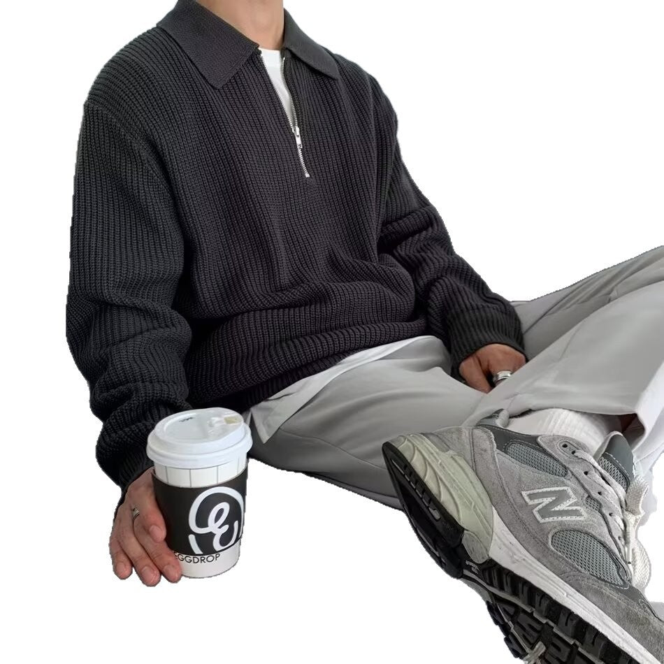 Herren-Strickpullover im Vintage-Stil mit Reißverschluss