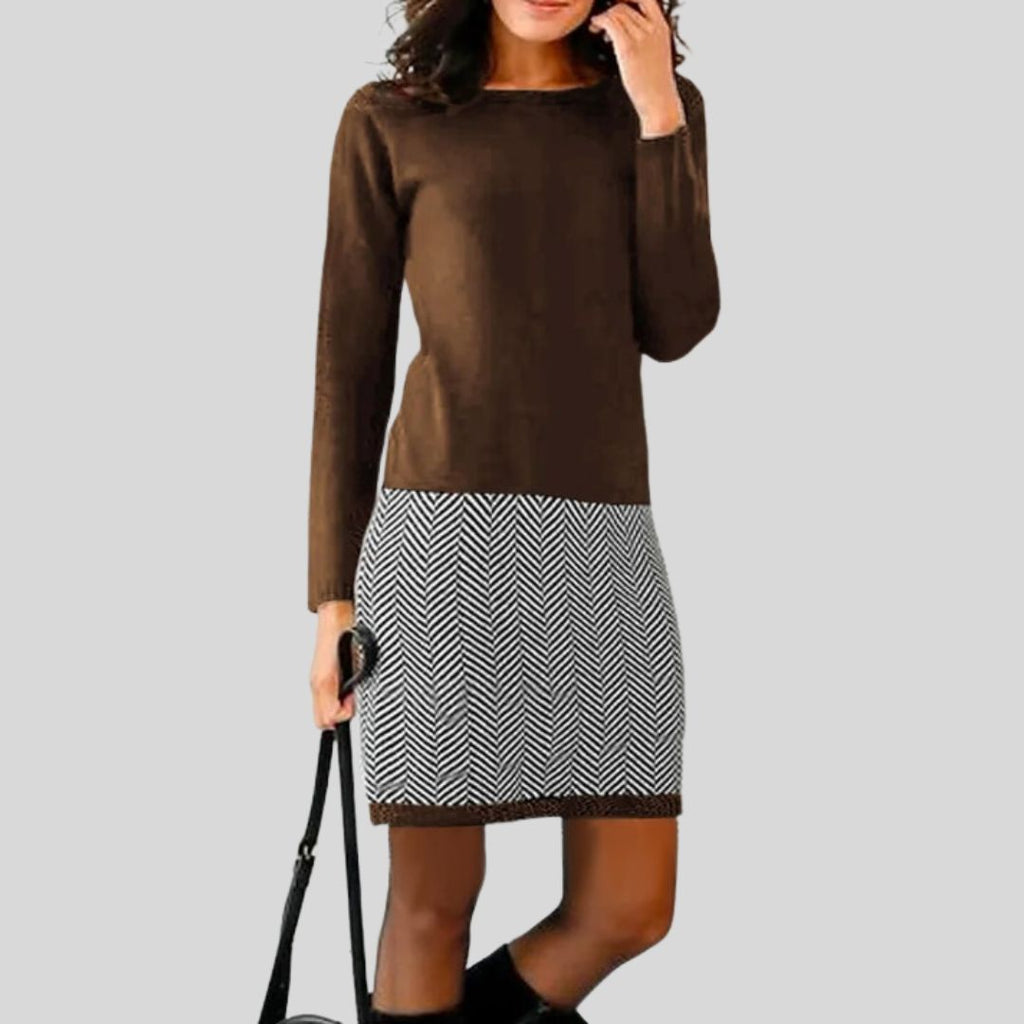 Schickes Kleid mit Hahnentritt-Saum