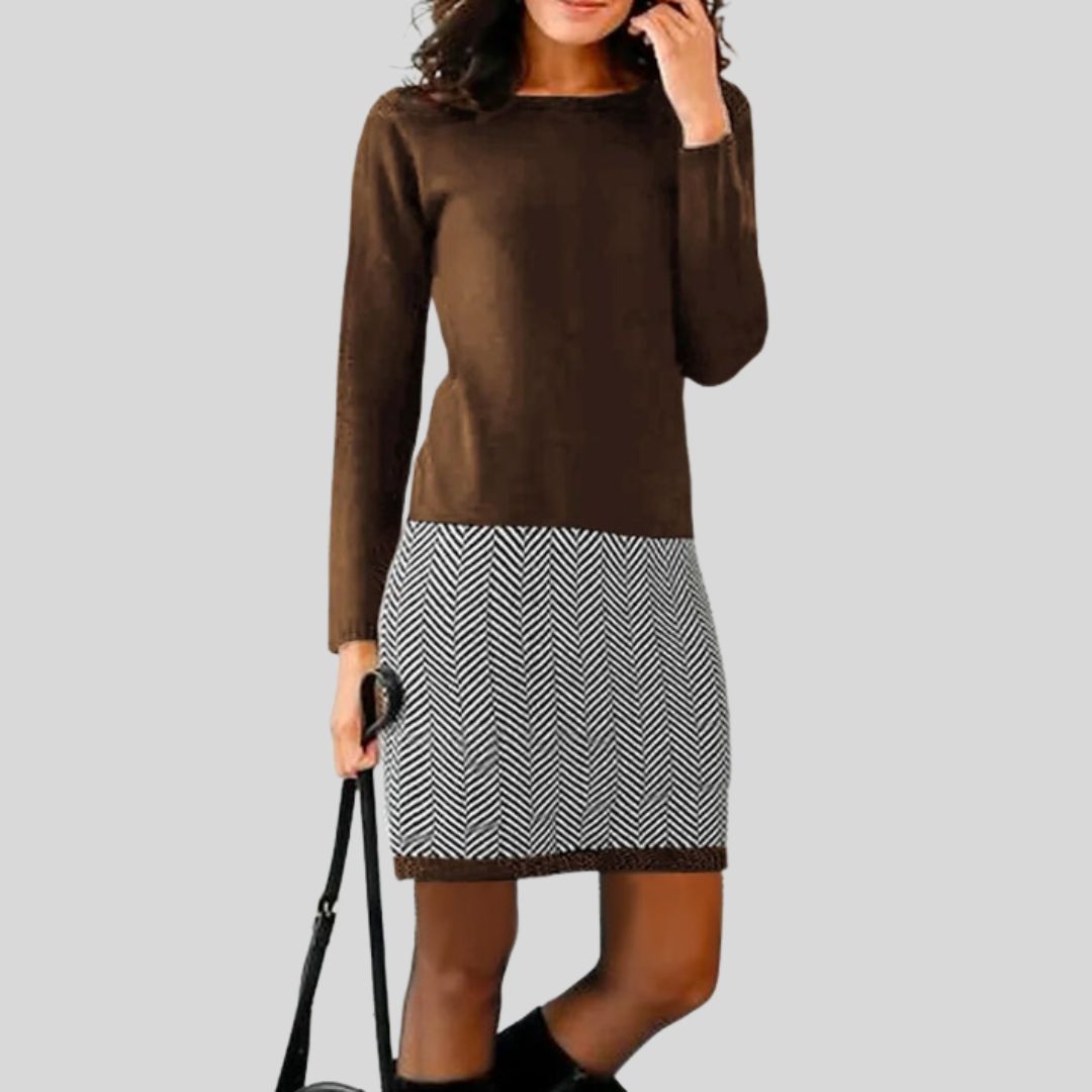 Schickes Kleid mit Hahnentritt-Saum
